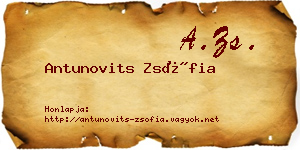 Antunovits Zsófia névjegykártya